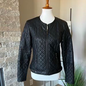 Quilted faux leather jacket.